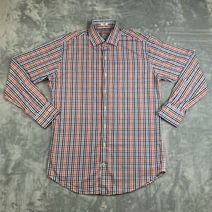 Peter Millar Shirt Mens Medium Seaside Finish Long Sleeve Button Up Check Plaid